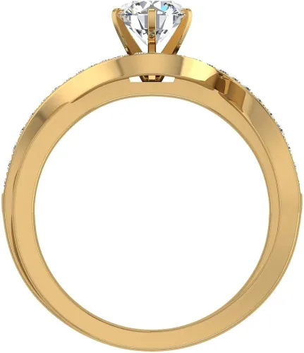 Vista 4 de Anillo de compromiso de diamantes entrelazados de 1,00 quilates con vástago trenzado de oro de 14 quilates - Certificado GIA