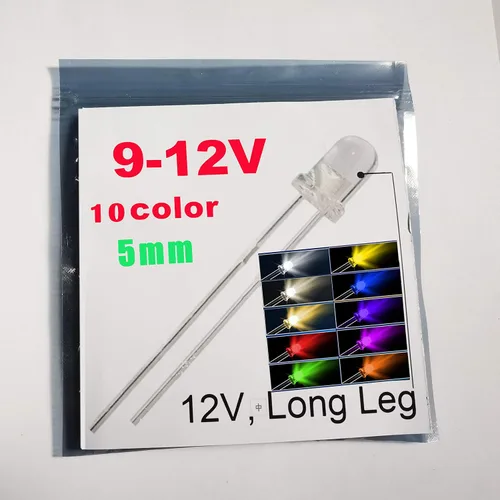 Vista 8 de 50 piezas 12 V 5 mm LED blanco 9 V - 12 V Diodos emisores de luz para grupo de instrumentos