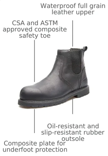 Vista 8 de Kodiak Botas de trabajo Chelsea impermeables McKinney con punta compuesta ESR para hombre Negro