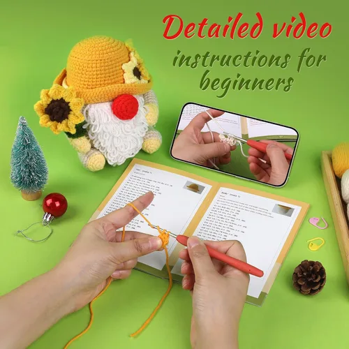 Vista 3 de SOCNITC Kit de ganchillo para principiantes, kit de ganchillo para adultos, kits de inicio de ganchillo con tutoriales paso a paso videos