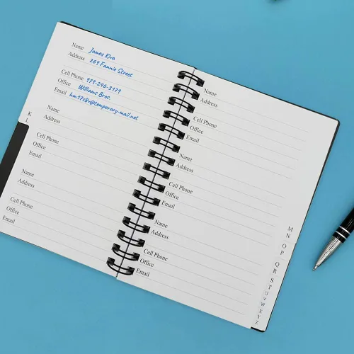 Vista 4 de Libro de direcciones telefónicas y cumpleaños con pestañas, libreta de registro de direcciones para contactos, con números de teléfono, direcciones