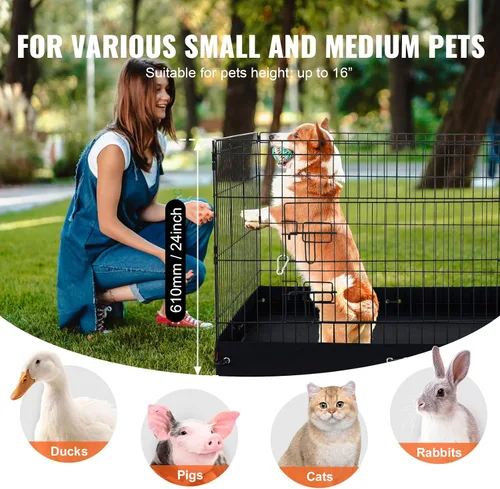 Vista 3 de VEVOR Corralito para perros, 4 paneles de 24 x 36 pulgadas, parque de ejercicio plegable de metal para mascotas, valla para perros para interiores