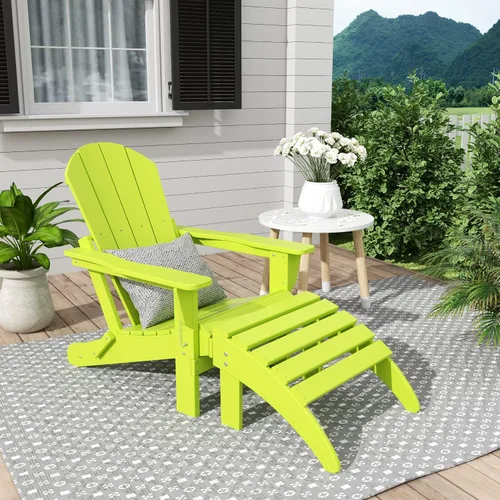 Vista 33 de WestinTrends Malibu - Silla de salón para exteriores, juego de 2 sillas Adirondack con otomana, sillas plegables de madera de polietileno para todo