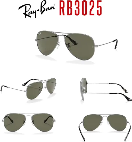 Vista 7 de Ray-Ban RB3025 - Lentes de sol de aviador de metal para hombre y mujer + paquete con kit de cuidado de gafas iWear de diseñador