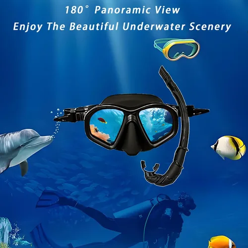 Vista 5 de Paquetes de esnórquel, equipo de esnórquel para adultos, gafas de buceo impermeables y a prueba de niebla, juego de tubo de respiración de máscara