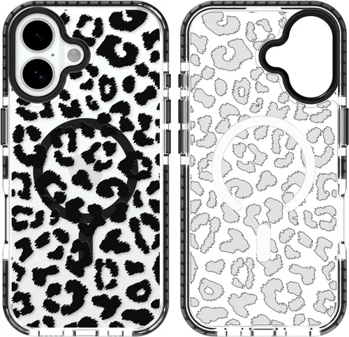 Vista 26 de SAKUULO Funda magnética para iPhone 11 Pro Max [Compatible con MagSafe] Patrón de Estampado de Leopardo Gris Claro Funda de Carga Inalámbrica