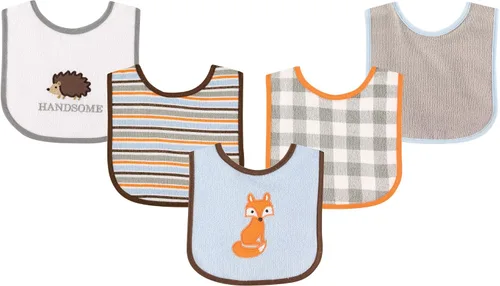 Vista 12 de Luvable Friends Baby Cotton Terry Drooler Bibs with PEVA Back, Transportation, One