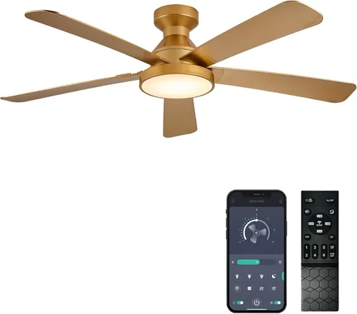 Vista 19 de Ventiladores de techo con luces, ventilador de techo empotrado de perfil Marrón