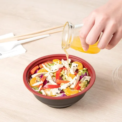 Vista 5 de Restaurantware Tazones de plástico para alimentos de 18 onzas, 200 recipientes desechables con tapa, aptos para Mircowave, sin BPA, cuencos