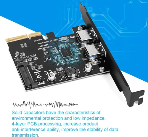 Vista 6 de PCI Express 4X USB 3.1 Gen 2 Tarjeta de expansión de puertos de doble tipo A, adaptador de extensor de tarjeta Pcie de 10 Gbps de 2 puertos