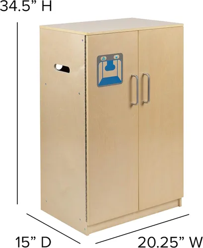 Vista 5 de Flash Furniture Hercules - Refrigerador de cocina de madera para niños para uso comercial o doméstico, seguro, diseño apto para niños, natural