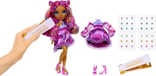 Vista 2 de Rainbow High Be Dazzling Fashion Dolls- Noemie Violette (Purple) with Bedazzler Tool and Sparkle Gems