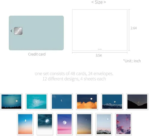 Vista 2 de Monolike Tarjeta Día a Día, 105 Luna - Mezcla de 48 mini tarjetas individuales, 24 sobres Paquete