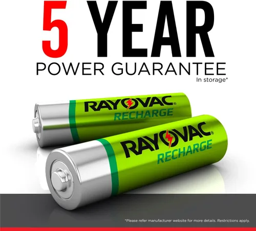 Vista 5 de RAYOVAC Baterías AA recargables (paquete de 8), baterías recargables NiMH Double A