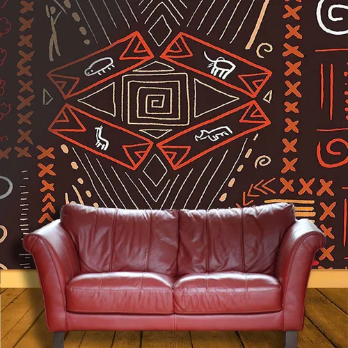Vista 3 de Despegar y pegar papel tapiz de decoración tribal papel decorativo para sala de estar protege la superficie (W) 98.4 pulgadas X (H) 91 pulgadas