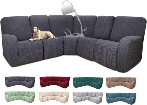 Vista 123 de Fundas de sofá reclinable seccional 100% impermeables para sofá reclinable en forma de L, funda de sofá modular de esquina en forma de L, fundas