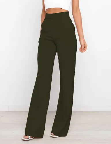 Vista 3 de Women's High Waist Casual Wide Leg Pants, Button Dress Pants for Women, Work Pants with Pockets for Women Office.