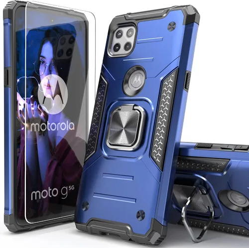 Vista 14 de Funda delgada para Moto One 5G Ace con protector de pantalla, absorción de golpes, resistente a prueba de caídas, con soporte de automóvil, funda