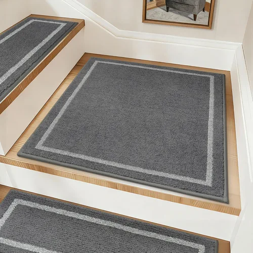 Vista 16 de COSY HOMEER Alfombra para Rellano de Escalera 30x30 Pulgadas, Alfombra Cuadrada Antideslizante para Escalones de Madera Interior, Poliéster Lavable