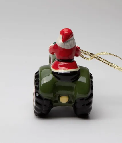 Vista 4 de 57045 - Figura decorativa de tractor de granja de Navidad de cerámica fina, 4 pulgadas de largo
