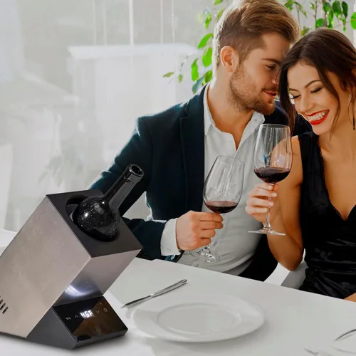 Vista 3 de Enfriador de vino eléctrico, enfriador de una sola botella para 750ml de vino o algo de champán, enfriador sin hielo de acero inoxidable que