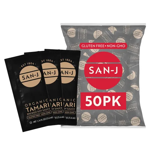 Vista 8 de San-J - Tamari sin soja - Salsa de soja alternativa especialmente elaborada - Paquetes individuales porcionados de 1/4 oz - Paquete de 200