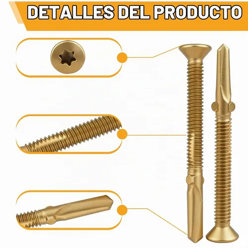 Vista 3 de Tornillos para cubierta de remolque #14x2-3/4, escariador Tek Torx/cabeza de estrella autoperforantes de madera a metal, tornillos autorroscantes