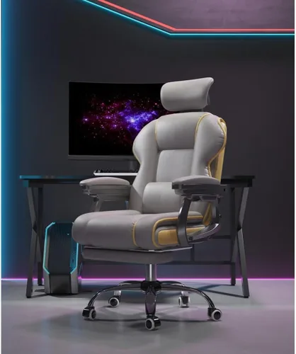Vista 6 de Silla ergonómica de oficina cómoda silla reclinable con respaldo alto para computadora con reposacabezas y almohada lumbar 40.2-43.3 in ajustable