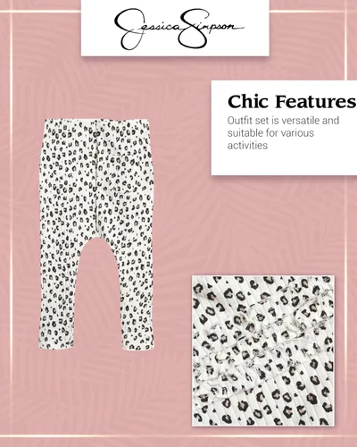 Vista 6 de Jessica Simpson Conjunto de pantalones para niña 2 piezas blusa y pantalones con volantes Ropa de juego para recién nacidos y bebés (0-24 meses)