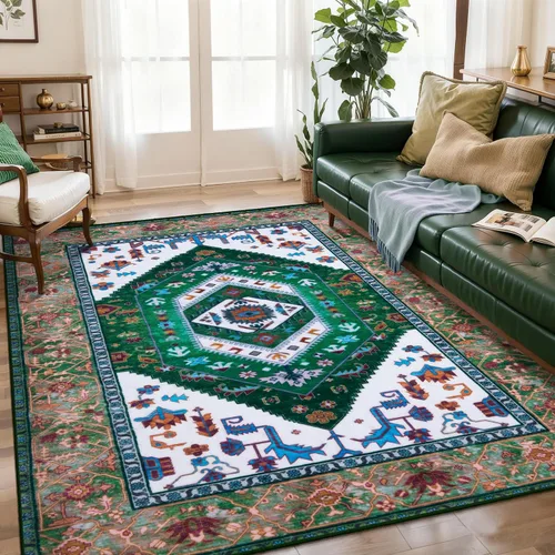 Vista 577 de SERISSA - Tapetes florales vintage, antideslizante, lavable, pequeño, ultrasuave, bohemio, de pelo bajo, para entrada, interiores, habitación