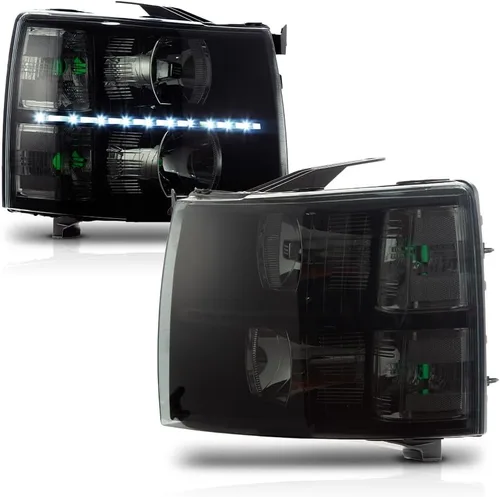 Vista 21 de G-PLUS Conjunto de faros, compatible con Chevy Silverado 2007 2008 2009 2010 2011 2012 2013 2014 Chevy Silverado parachoques faro, lente