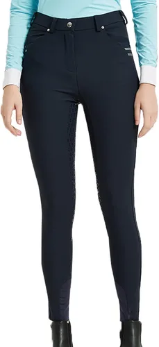 Vista 2 de FunRiding Pantalones de montar a caballo con agarre de silicona para mujer Cintura media con visera delantera