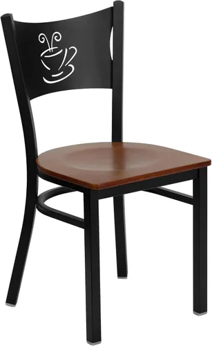 Vista 9 de Flash Furniture HERCULES Series Silla de restaurante de metal con respaldo de café negro - Asiento de vinilo burdeos Asiento de vinilo borgoña/marco