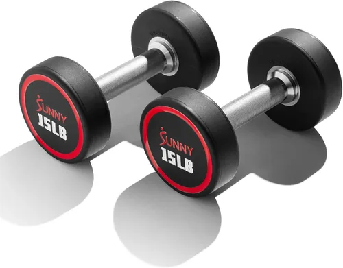Vista 12 de Sunny Health & Fitness Premium Round Dumbbells for Strength Training 5-50 lb 9.9 lbs (par)