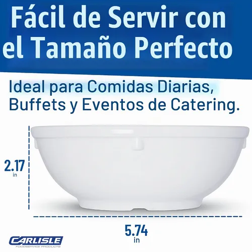 Vista 5 de Carlisle FoodService Products Dallas Ware - Cuenco de plástico reutilizable para bufés, hogar y restaurantes, melamina, 16 onzas, color blanco