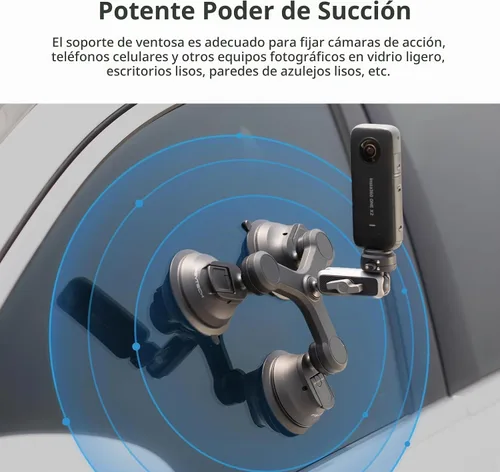 Vista 5 de PGYTECH CapLock - Soporte de triple succión compatible con DJI OSMO Action 4/3/2, Gopro Hero 11/10/9/8 con adaptador de rosca estándar de 1/4"-20