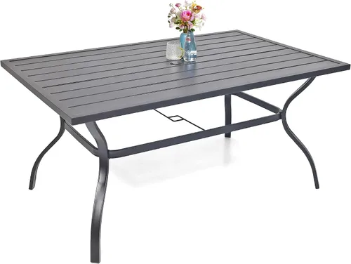 Vista 16 de Anmutig Mesa de patio pequeña cuadrada de 27.5 pulgadas con resistente a la intemperie para comedor al aire libre, color negro