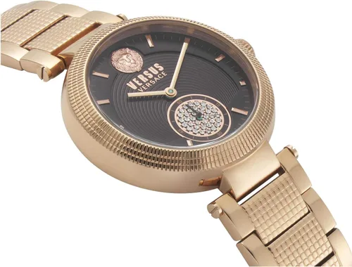 Vista 2 de Versus Versace Star Ferry Collection Reloj de lujo para mujer con una pulsera de oro rosa con una caja de oro rosa IP y esfera marrón, Marrón, Star