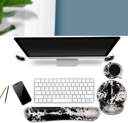 Vista 2 de Alfombrilla ergonómica para mouse con soporte de muñeca y teclado de espuma viscoelástica, juego de reposamuñecas para videojuegos, computadora