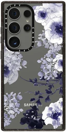 Vista 192 de CASETiFY Funda de impacto para Galaxy S22+ - Adhesivo Aries Moross, color negro transparente