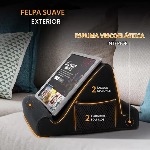 Vista 6 de Brookstone - Soporte para tableta de mesa de regazo con espuma viscoelástica, sostiene teléfonos, iPads, lectores de libros electrónicos, 2 ángulos