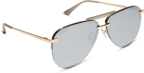 Vista 5 de DIFF Tahoe - Lentes de sol de aviador de gran tamaño para mujer, protección UV400, marcos dorados