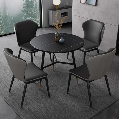 Vista 17 de YVYKFZD Juego de mesa y silla para sala de recepción de oficina, mesa redonda de conferencias para 4, mesa de centro compacta, juego de mesa