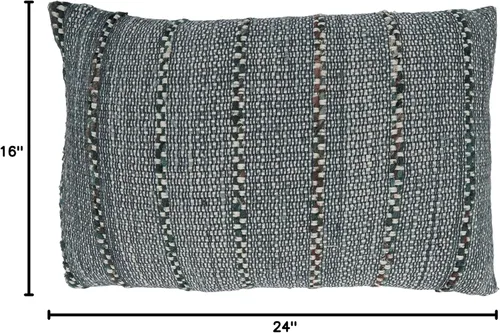 Vista 6 de SARO LIFESTYLE Octavia Collection - Funda de almohada de algodón a rayas, 16 x 24 pulgadas, color azul