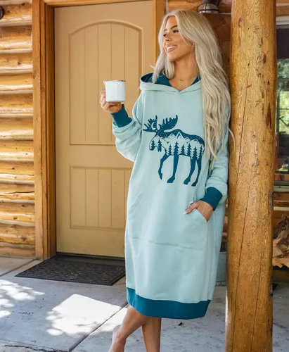 Vista 95 de Lazy One Sudadera con capucha de gran tamaño, ropa de dormir cómoda, vestido de suéter para mujer