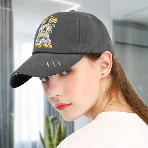 Vista 5 de devor Hats Take Him to The Train Station Dad Hats for Men Funny Denim Hat Adjustable
