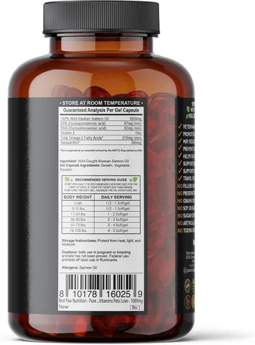 Vista 4 de Best Paw Nutrition Aceite de salmón puro de Alaska salvaje para perros y gatos, alergias, picazón seca en la piel, puntos calientes y alivio