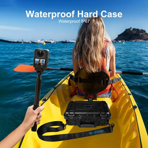 Vista 4 de Lekufee Funda rígida impermeable para cámara DJI Osmo 360, Adventure Combo, batería (7 unidades), DJI Mic 3/2/Mic Mini y accesorios (solo funda)