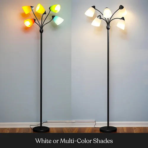 Vista 5 de Brightech Medusa - Lámpara de pie LED. Lámpara de pie ajustable con múltiples cabezales para sala de estar, dormitorio o habitación de los niños.