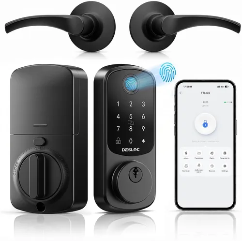 Vista 11 de DESLOC Cerradura de puerta inteligente de huella dactilar B200, cerrojo de Negro